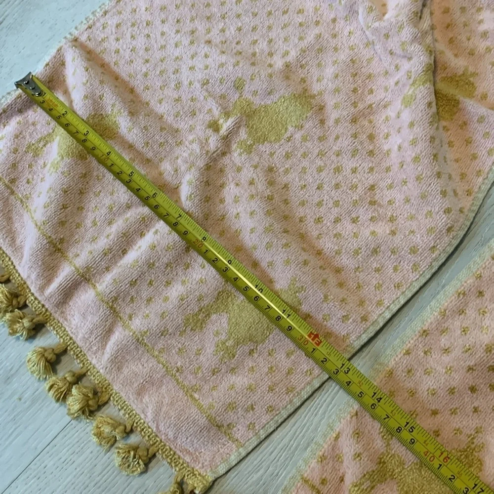 Besana Made in Italy pink & Gold Reversible Towel  POODLES Tassel Fringe vintage